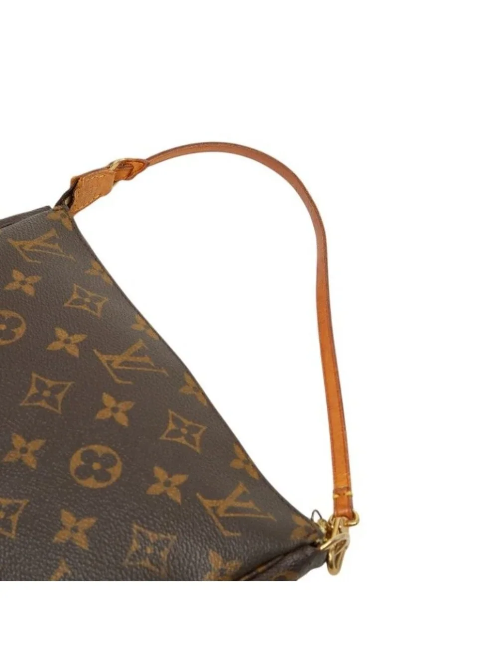 Louis Vuitton Monogram Pochette Handbag Pouch Brown Leather